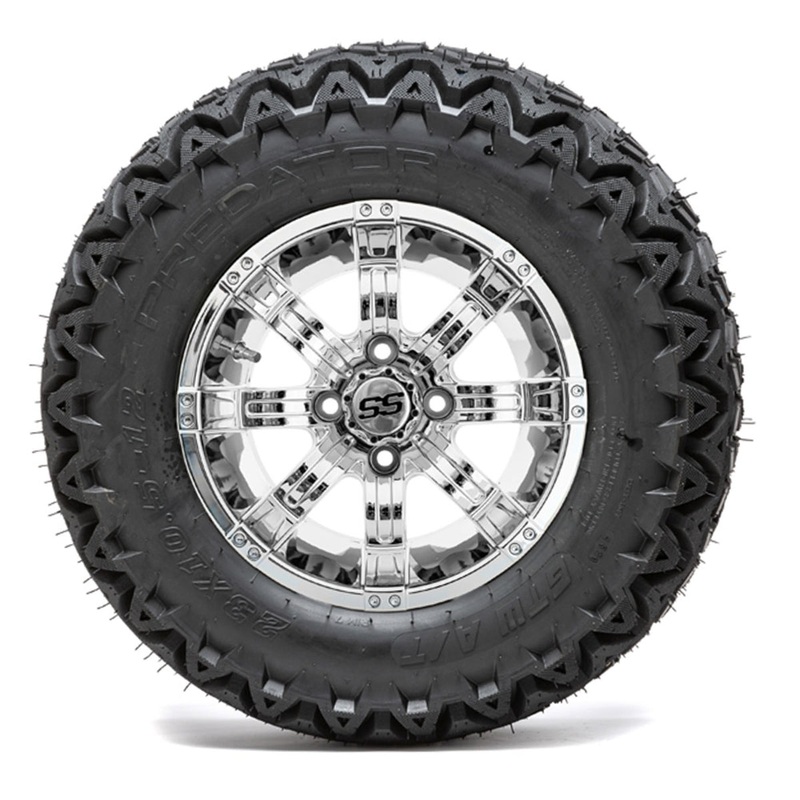 12″ GTW Tempest Chrome Wheels with 23″ Predator A/T Tires  Set of 4