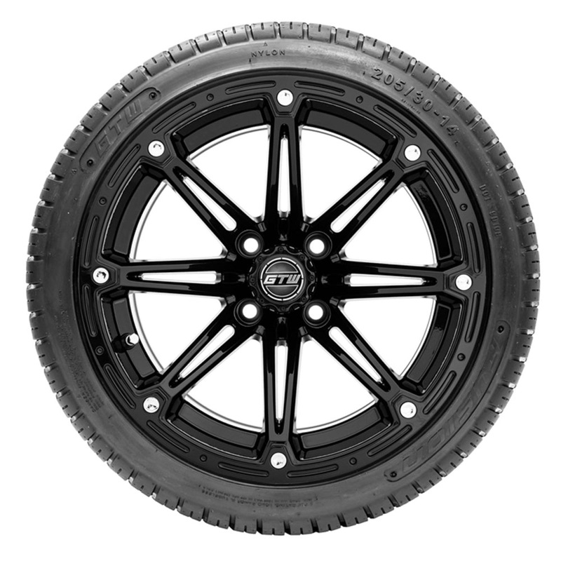 14″ GTW Element Matte Black Wheels with 18″ Fusion DOT Street Tires  Set of 4