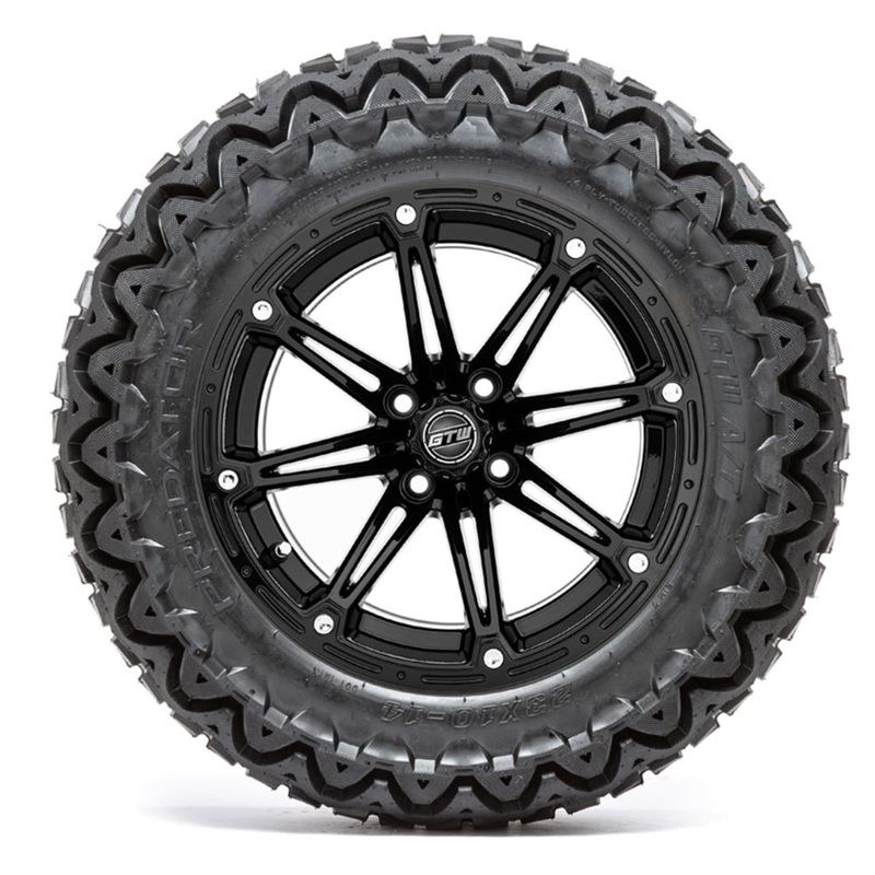 14″ GTW Element Matte Black Wheels with 23″ Predator A/T Tires  Set of 4