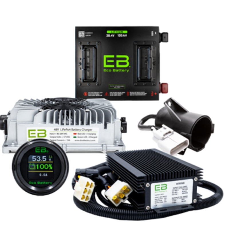Eco Battery 36V 105Ah Lithium Bundle Kit with Charger & Optional 12V Converter Yamaha G1-G16 Without 12V Converter