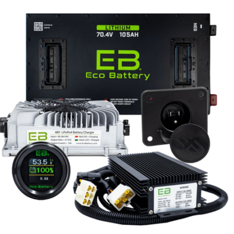 Eco Battery 70V 105Ah Lithium Bundle Kit with Charger & Optional 12V Converter 2024 Plus (ICON MCU) Without 12V Converter