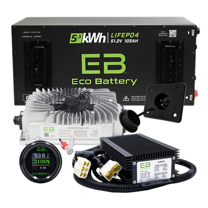 Eco Battery Gen 3 48V 105Ah Skinny Lithium Bundle Kit with Charger & Optional 12V Converter Gorilla Without 12V Converter