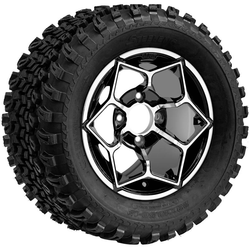 SGC 12 ” Hammerhead Machined/Black Wheel – Aluminum Alloy / STEELENG 23 “x10.5 “-12 ” All Terrain Tire Tires Combo – Set of 4