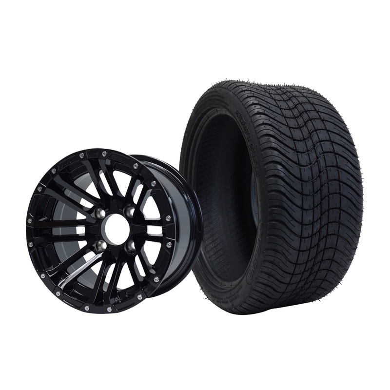 SGC 14″ Lancer Glossy Black Wheel – Aluminum Alloy / STEELENG 23″x10.5″-14″ STINGER AT Tire DOT Approved Tires Combo – Set of 4