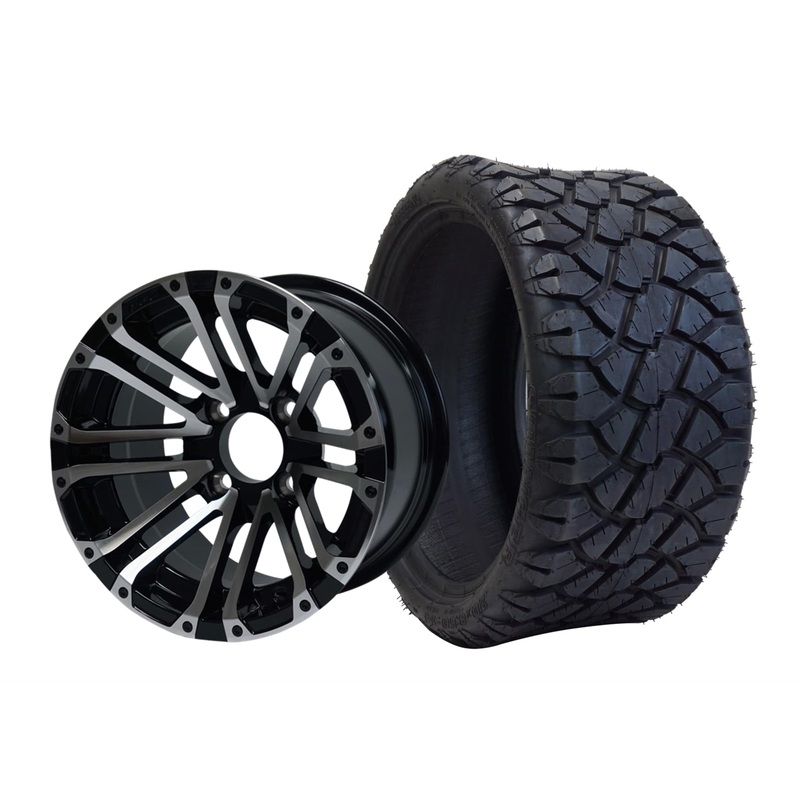 SGC 14″ Lancer Machined/Black Wheel – Aluminum Alloy / STEELENG 20″x8.5″-14″ STINGER AT Tire DOT Approved Tires Combo – Set of 4