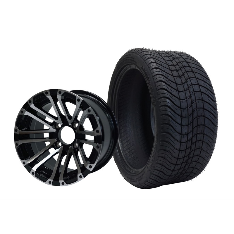 SGC 14″ Lancer Machined/Black Wheel – Aluminum Alloy / STEELENG 205/30-14 Low Profile Tire DOT Approved Tires Combo – Set of 4