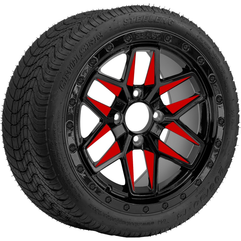 SGC 14 ” Red Widow Wheel – Aluminum Alloy / STEELENG 205/30-14 Low Profile Tire DOT Approved Tires Combo – Set of 4