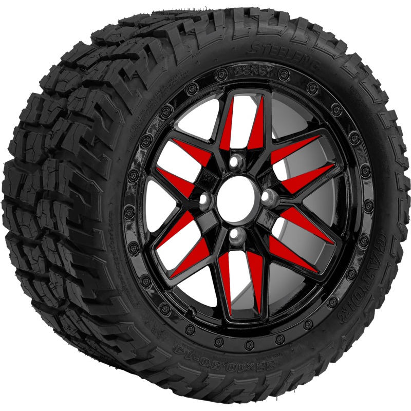 SGC 14 ” Red Widow Wheel – Aluminum Alloy / STEELENG 22 “x10.5 “-14 ” GATOR All Terrain DOT Approved Tires Combo – Set of 4