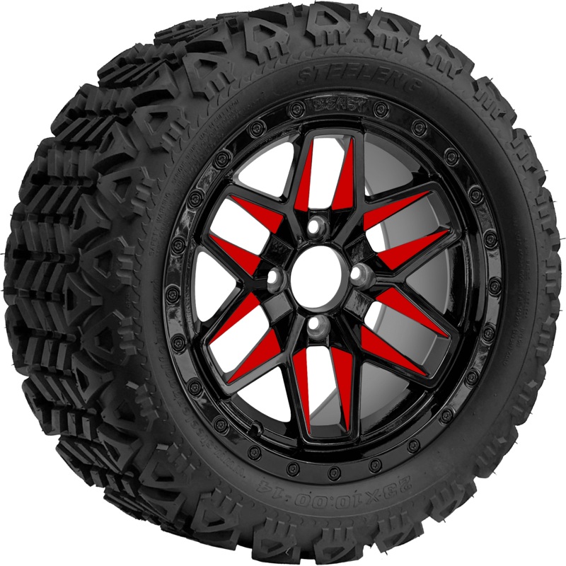 SGC 14 ” Red Widow Wheel – Aluminum Alloy / STEELENG 23 “x10 “-14 ” All Terrain Tire DOT Approved Tires Combo – Set of 4
