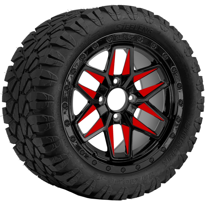 SGC 14 ” Red Widow Wheel – Aluminum Alloy / STEELENG 23 “x10.5 “-14 ” STINGER AT Tire DOT Approved Tires Combo – Set of 4