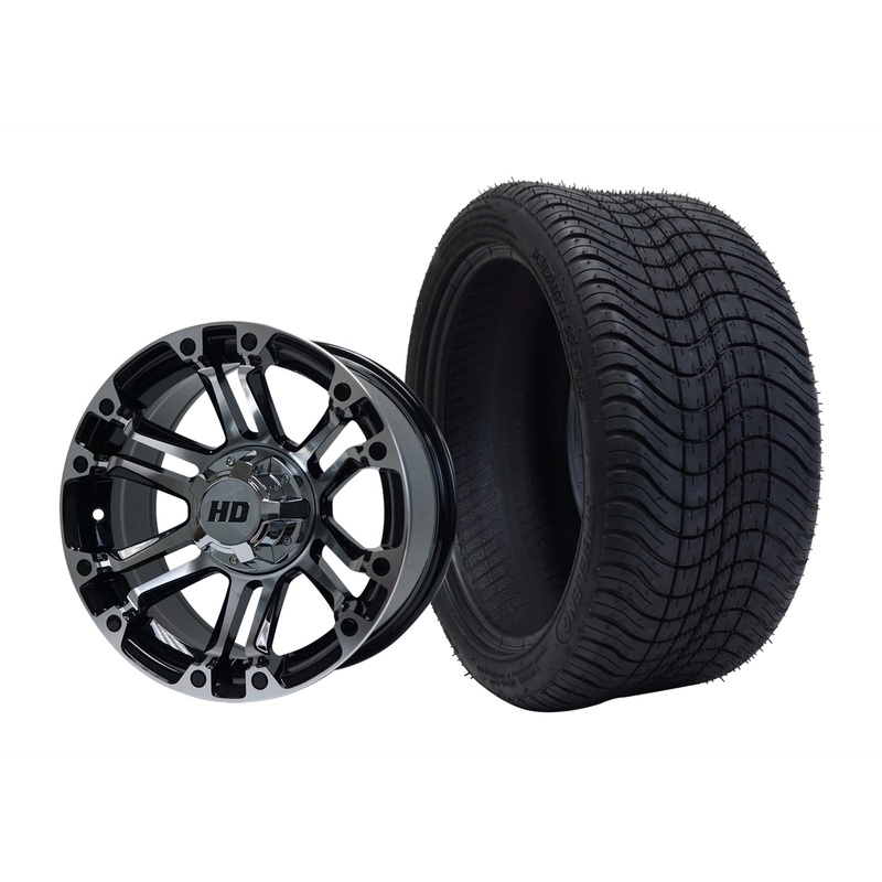 SGC 14″ Rhino Machined/Black Wheel – Aluminum Alloy / STEELENG 205/30-14 Low Profile Tire DOT Approved Tires Combo – Set of 4