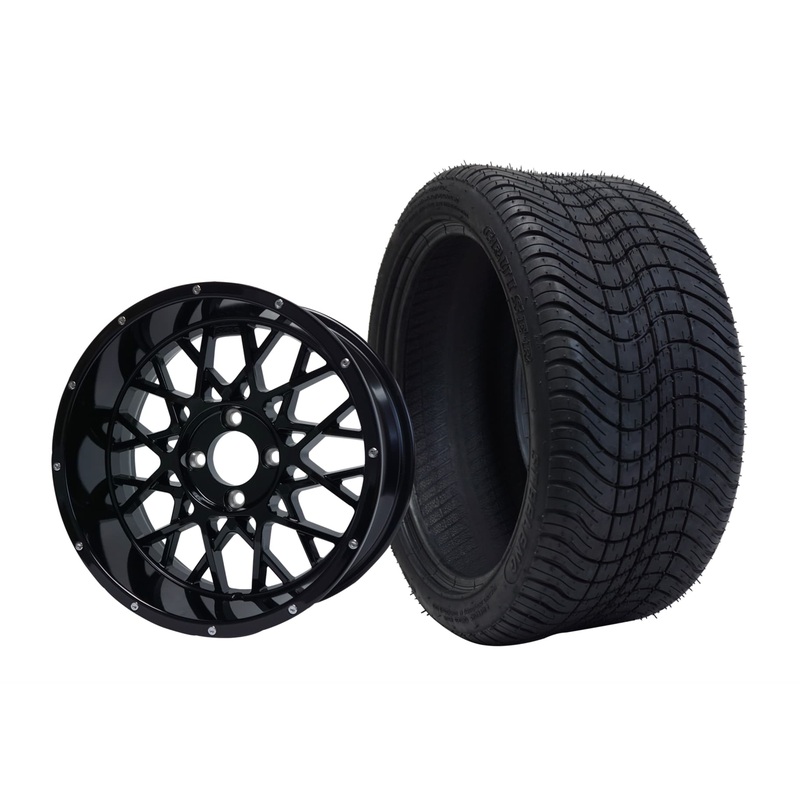 SGC 14″ Venom Glossy Black Wheel – Aluminum Alloy / STEELENG 205/30-14 Low Profile Tire DOT Approved Tires Combo – Set of 4