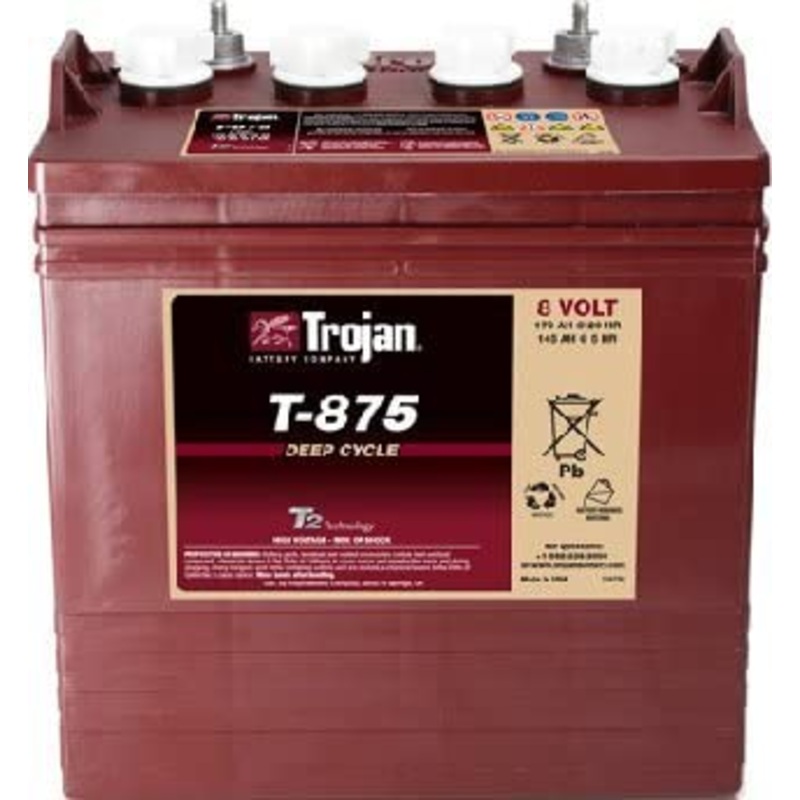 Trojan 8 Volt T-875 Golf Cart Battery 8V/170Ah (1 Pack – 8V)