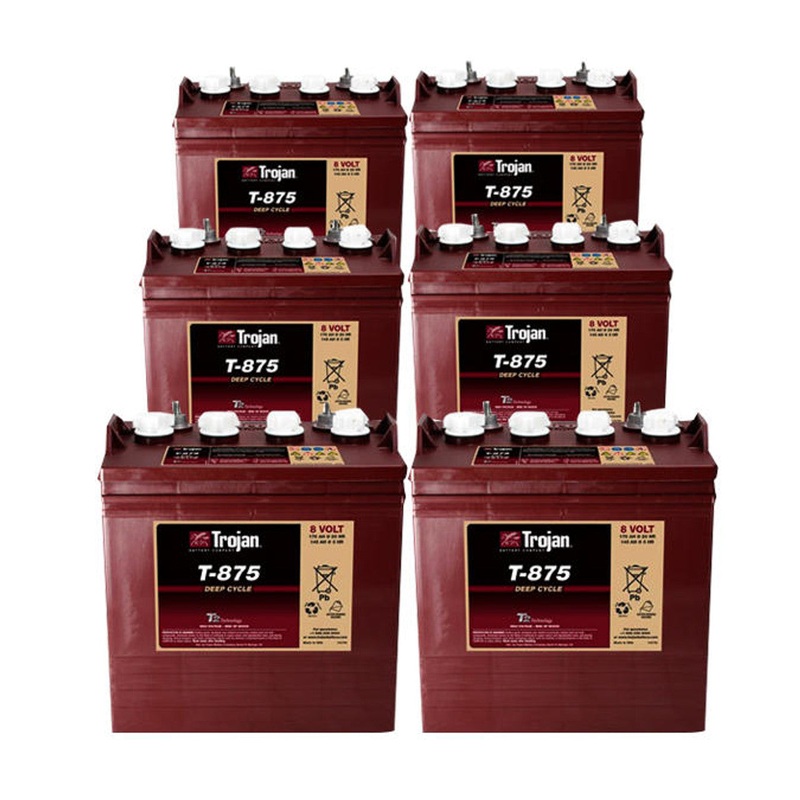 Trojan 8 Volt T-875 Golf Cart Battery 8V/170Ah (6 Pack, 48V)