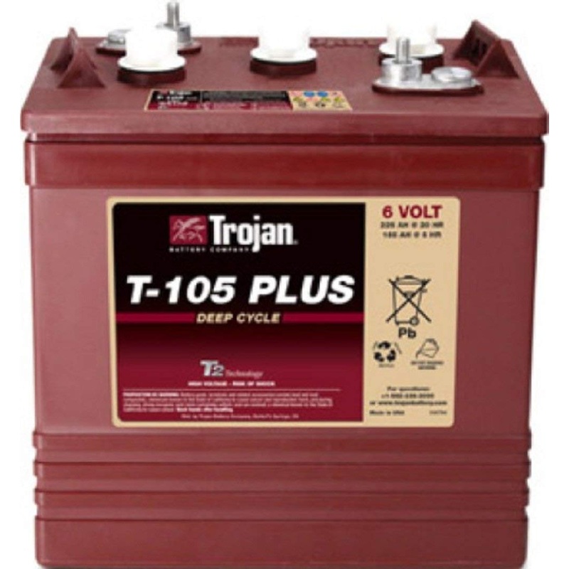 Trojan T-105 6V/225Ah 6 Volt Golf Cart Battery (1 Pack, 6V)