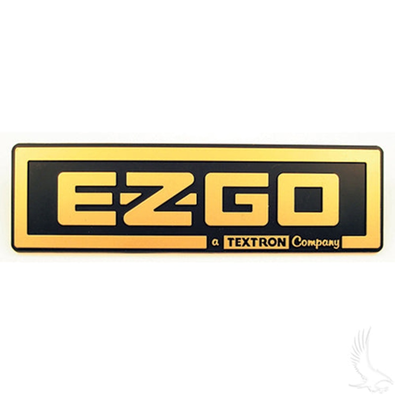 EZGO TXT Golf Cart Front Name Plate/Emblem – Black/Gold (1996-2013)