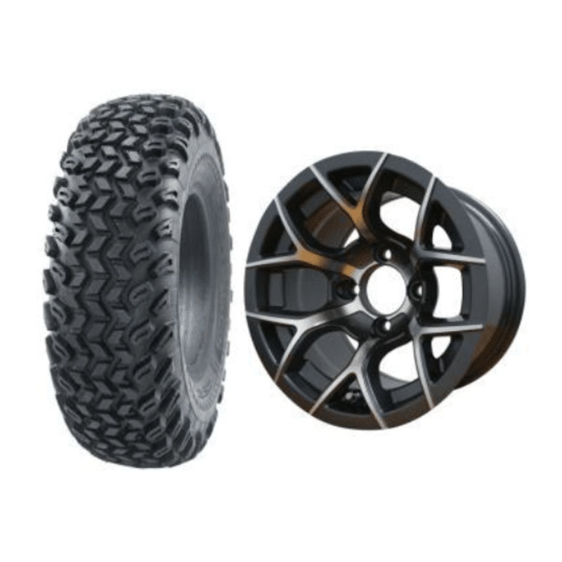 SGC 12″ Rally Machined/Gunmetal Wheel – Aluminum Alloy / STEELENG 23″x10.5″-12″ All Terrain Tire Tires Combo – Set of 4