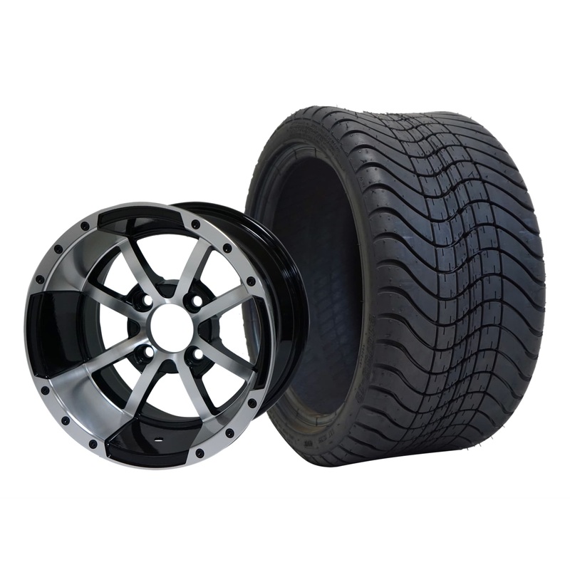 SGC 12″ Storm Trooper Machined/Black Wheel – Aluminum Alloy / STEELENG 215/35-12 Low Profile Tire Tires Combo – Set of 4