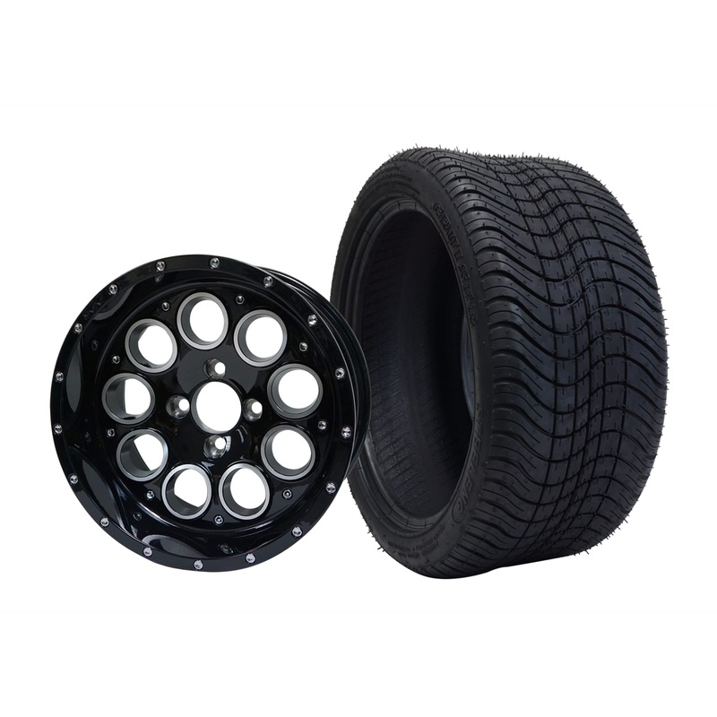 SGC 14″ Pioneer Glossy Black Wheel – Aluminum Alloy / STEELENG 205/30-14 Low Profile Tire DOT Approved Tires Combo – Set of 4