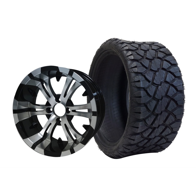 SGC 14″ Vampire Machined/Black Wheel – Aluminum Alloy / STEELENG 20″x8.5″-14″ STINGER AT Tire DOT Approved Tires Combo – Set of 4
