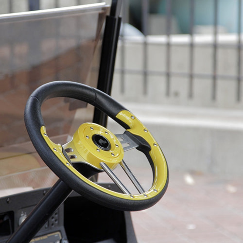Aviator 4 Golf Cart Steering Wheel 13″ Diameter (Yellow Grip/Black Spokes)