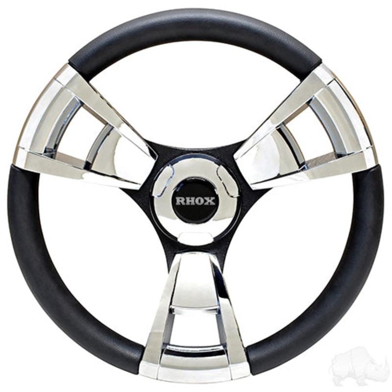 Fontana Golf Cart Steering Wheel -Chrome -EZGO Hub