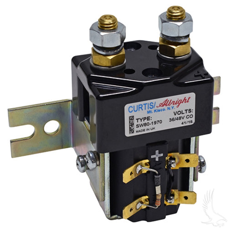 Golf Cart Solenoid – Heavy Duty – High Amp,. 36/48V 4 Terminal – 100A Continuous/200 Peak – with Mounting Bracket