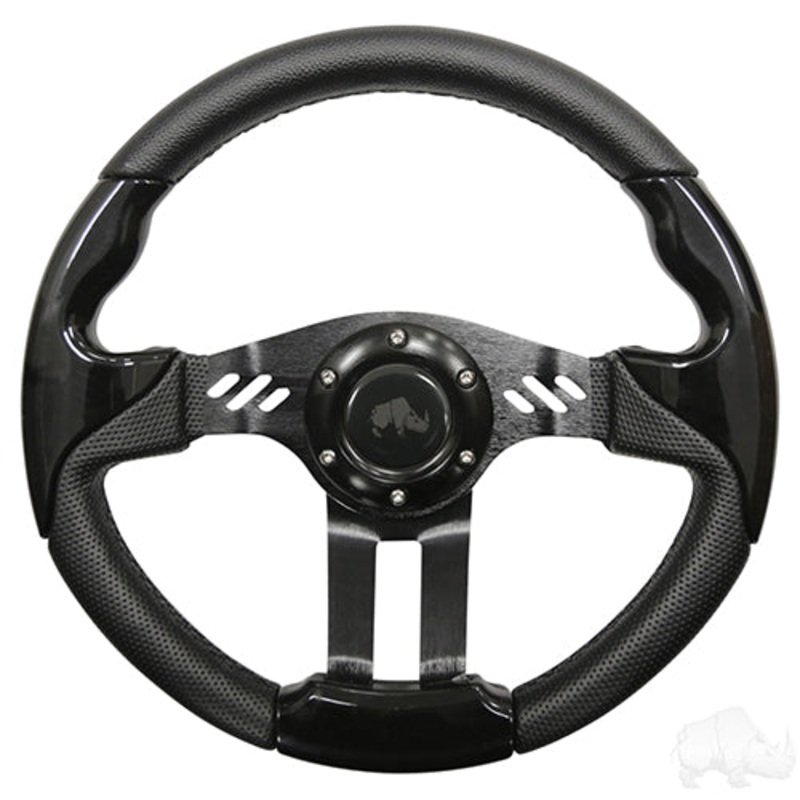RHOX Golf Cart Steering Wheel -Aviator 5 Black Grip/Black Spokes 13″ Diameter
