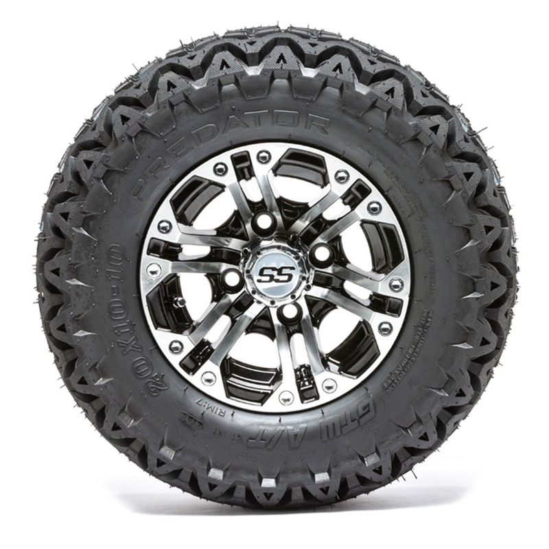 10″ GTW Specter Black and Machined Wheels with 20in Predator A/T Tires Set of 4