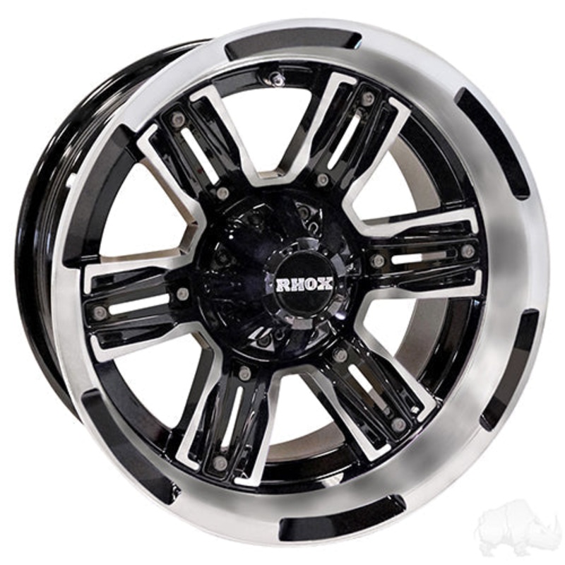14″ RHOX Golf Cart Wheel –  14×7 ET-25 Machined Gloss Black