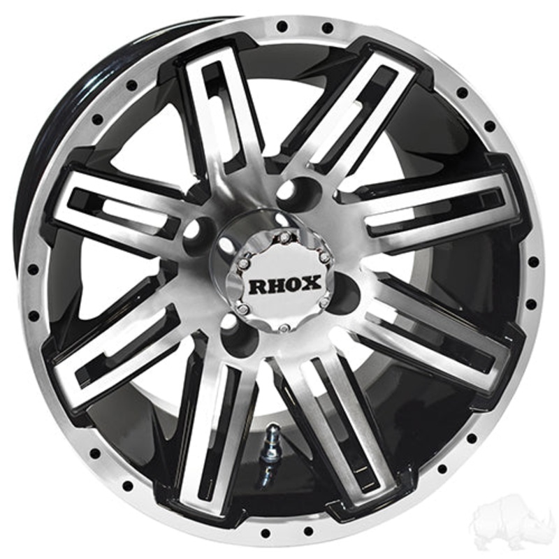 RHOX Golf Cart Wheel RX265 –  12×7 –  ET-25 Machined Gloss Black