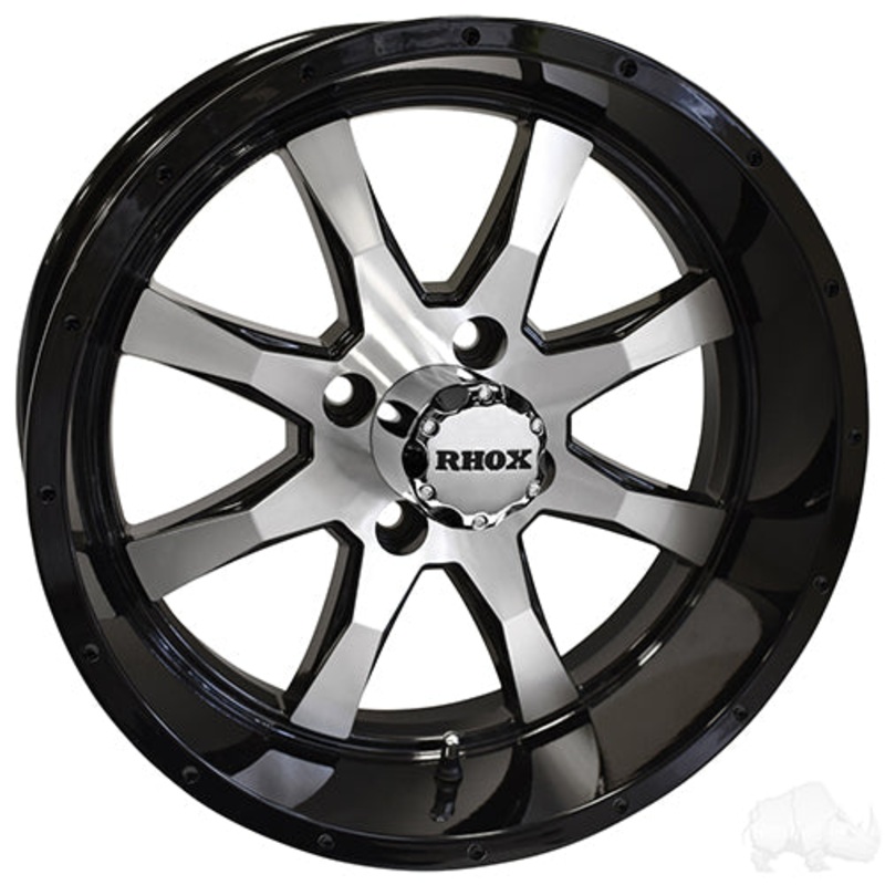RHOX Golf Cart Wheel RX375 –  15×6 –  ET-15 Machined Gloss Black