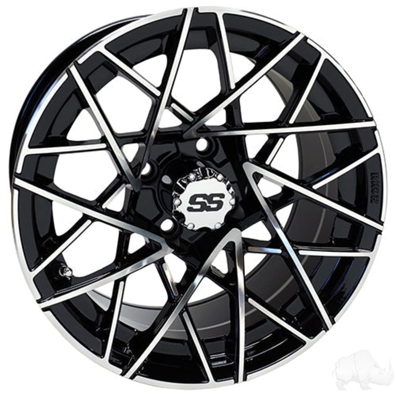 RHOX RX394 –  Golf Cart Wheel 14×7 ET-25 Machined Gloss Black