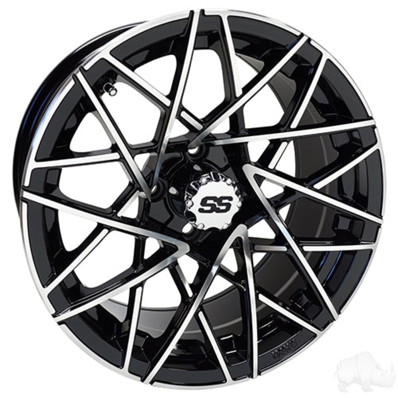 RHOX RX395 Golf Cart Wheel 15×7 ET-25 Machined Gloss Black