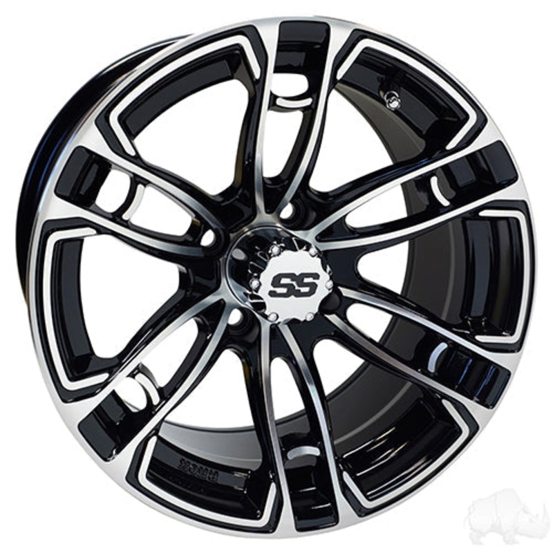 RHOX RX397 Golf Cart Wheel 14×7 ET-25 Machined Gloss Black
