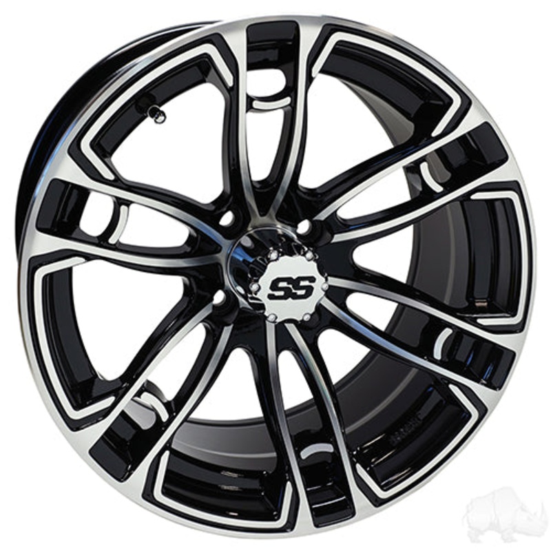RHOX RX398 Golf Cart Wheel 15×7 ET-25 Machined Gloss Black
