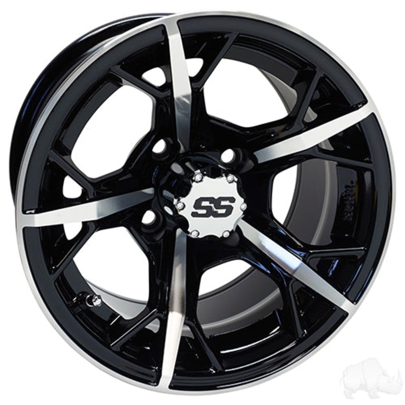 RHOX RX399 Golf Cart Wheel –  12×7 ET-25 Machined Gloss Black