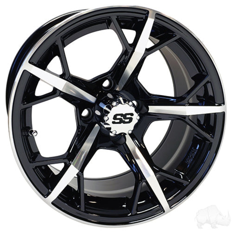 RHOX RX400 Golf Cart Wheel –  14×7 ET-25 Machined Gloss Black