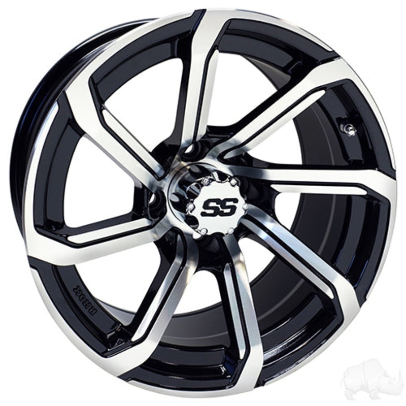 RHOX RX404 Golf Cart Wheel –  14×7 ET-25 Machined Gloss Black