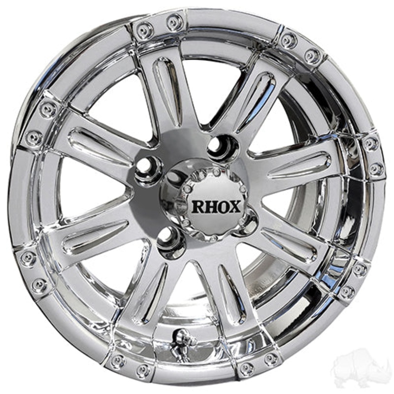 12″ Golf Cart Wheel –  Chrome Rim & Center Cap –  12×6 Centered