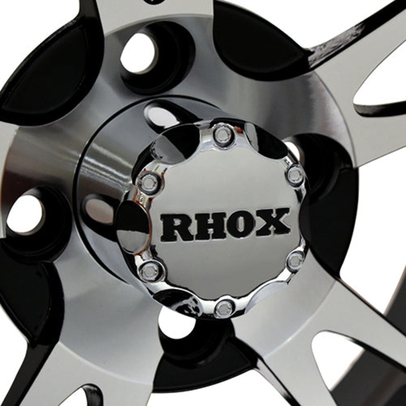 12″ Golf Cart Wheel –  Machined/Black Rim & Center Cap –  12×6 ET-0