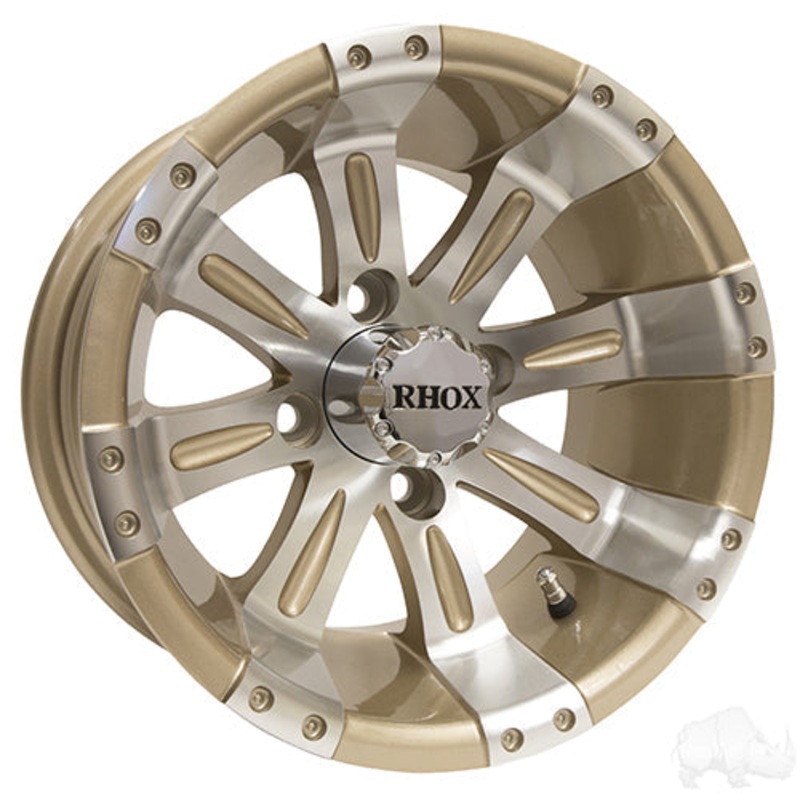 12″ Golf Cart Wheel –  Machined/Pearl Rim & Center Cap –  12×7 ET-25