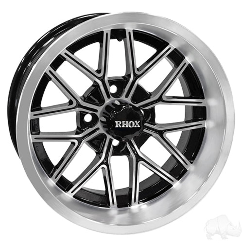 14″ Golf Cart Wheel –  Machined Gloss Black Rim –  14×6 ET-10