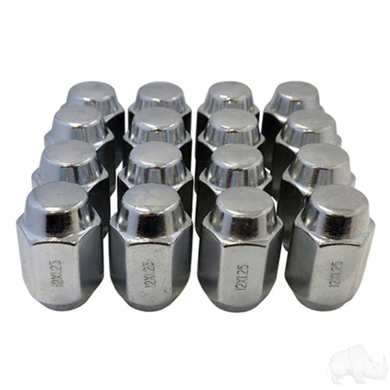 Lug Nut –  BOX OF 16 –  Chrome Closed End Metric 12mm-1.25 –  OD 3/4″