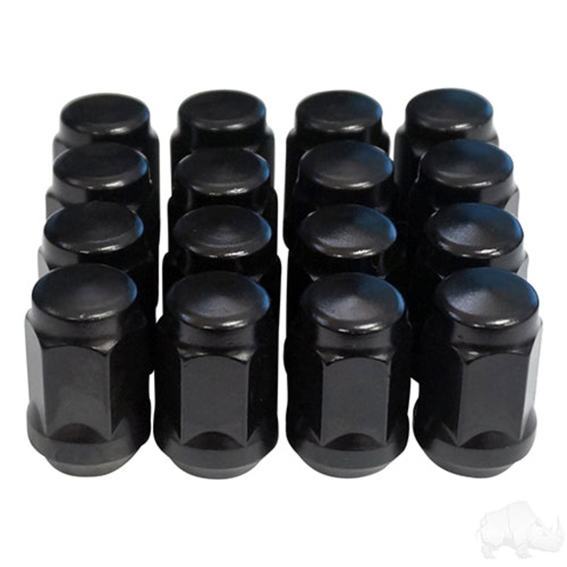 Lug Nut –  BOX OF 16 –  Flat Black Closed End Metric 12mm-1.25 –  OD 3/4″