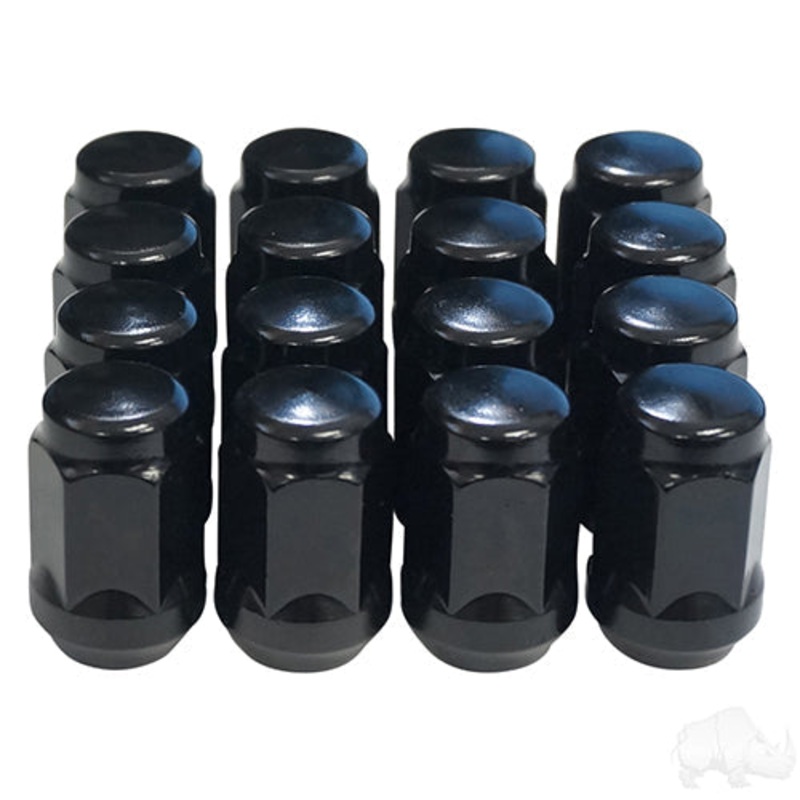 Lug Nut –  BOX OF 16 –  Gloss Black Closed End Standard 1/2″-20 –  OD 3/4″