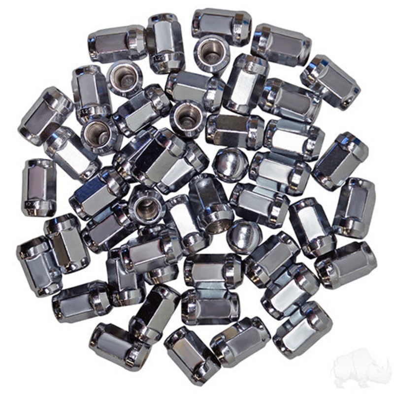 Lug Nut –  BOX OF 50 –  Chrome Closed End Standard 1/2″-202 –  OD 3/4″