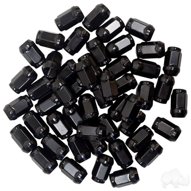 Lug Nut –  BOX OF 50 –  Gloss Black Closed End Standard 1/2″-20 –  OD 3/4″