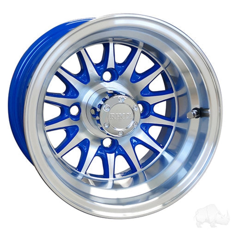 RHOX Phoenix –  Machined w/ Blue w/ Center Cap –  10×7 ET-15.5