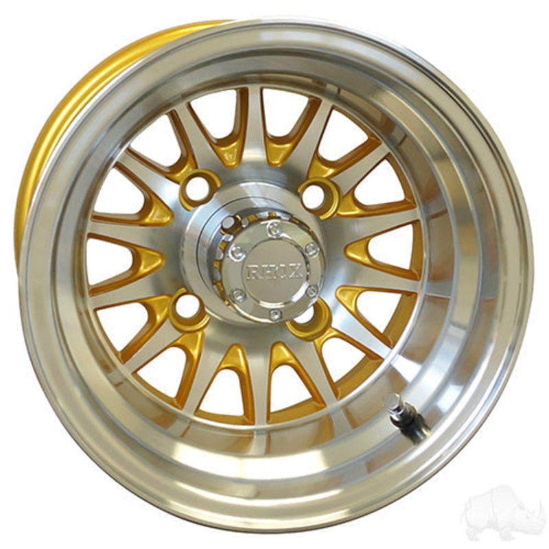 RHOX Phoenix –  Machined w/Gold w/ Center Cap –  10×7 ET-15.5